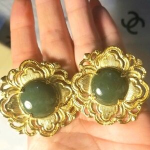 STEPHEN DWECK Jade HUGE RUNWAY Sterling Earrings